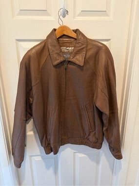 Wilson Leather Bomber Jacket Thinsulate  Large  Brown Long Sleeve Full-Zip
